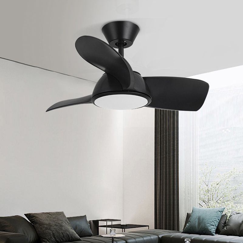 3-Blade Ceiling Fan Contemporary LED Black/Golden Fan with Light for Foyer