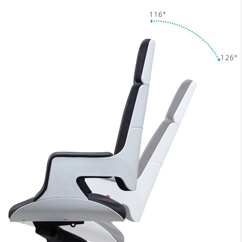 Modern Armless Slide Office Chair Leather Adjustable Seat Height Desk Chair with Wheels