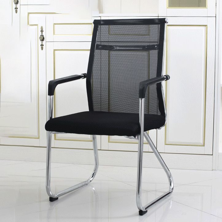 Contemporary Fixed Arms Desk Chair Ergonomic Mid-Back Desk Chair