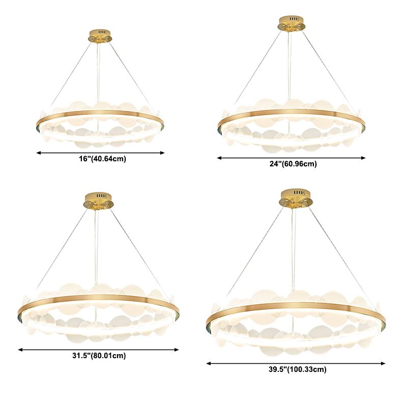 Suspension 1-Light Light Modern Style Ring Forme Métal Metal Acrylique Chandelier Lights