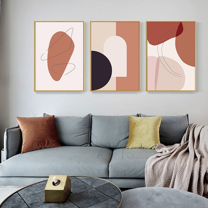 Scandinavian Abstract Figure Wall Art Canvas Decorative Orange Painting for Drawing Room