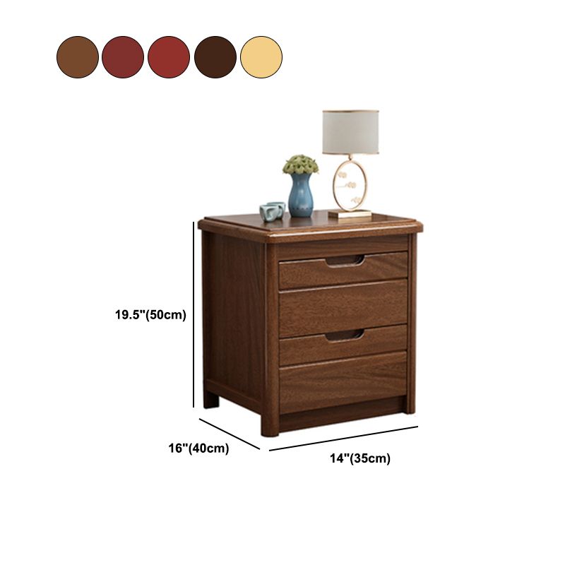 Solid Wood Bedside Table 20" Tall 2-Drawer Night Table in Walnut