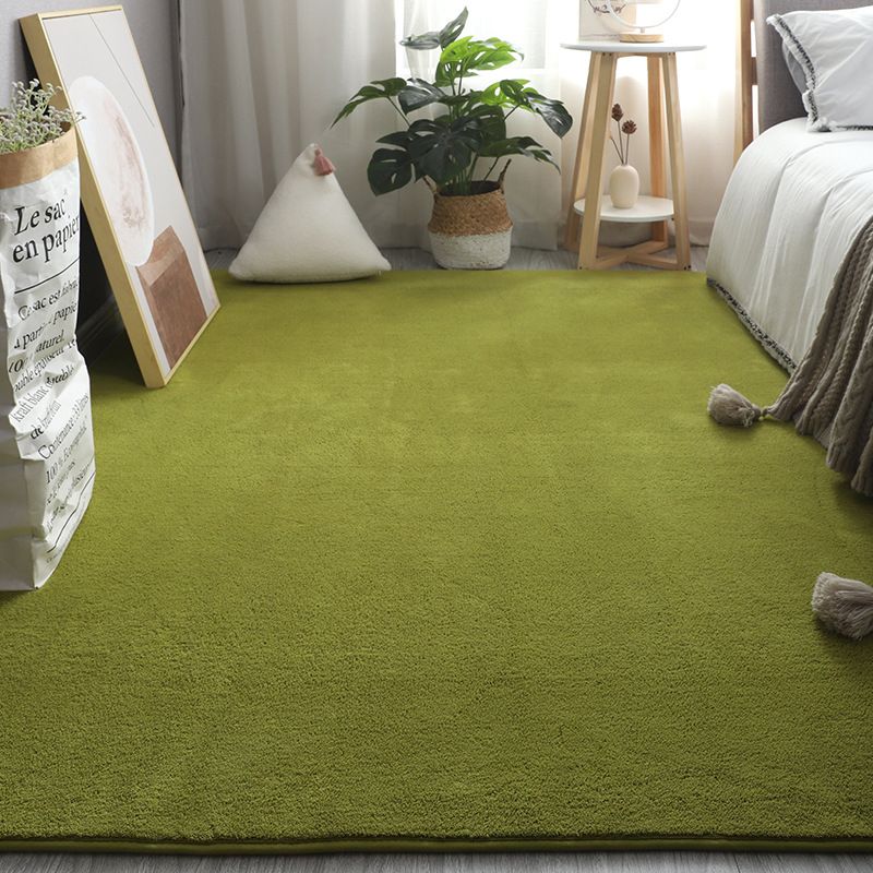 Simplicity Solid Shag Rug Polyester Carpet Non-Slip Backing Indoor Carpet for Adult's Bedroom