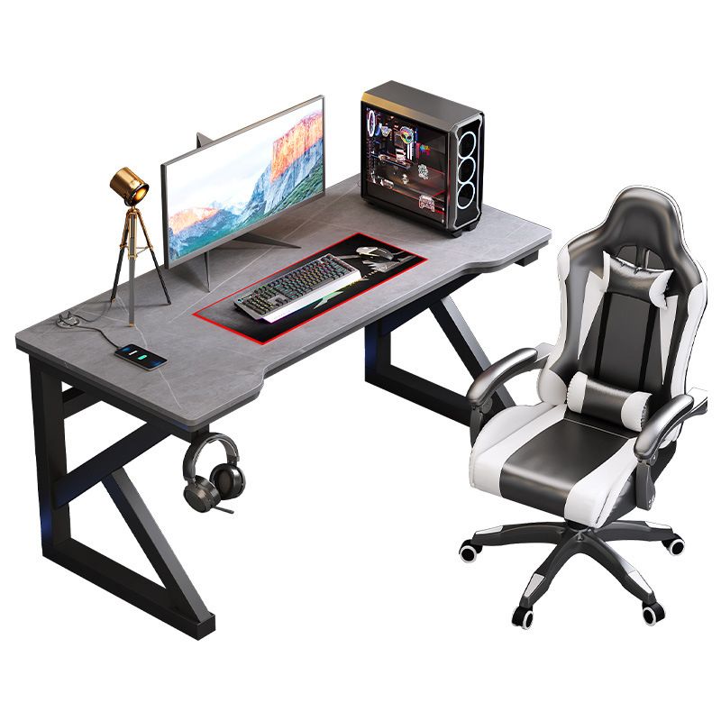 Industrial Stone Gaming Desk 29.53" Tall Computer Desk with Sled Base