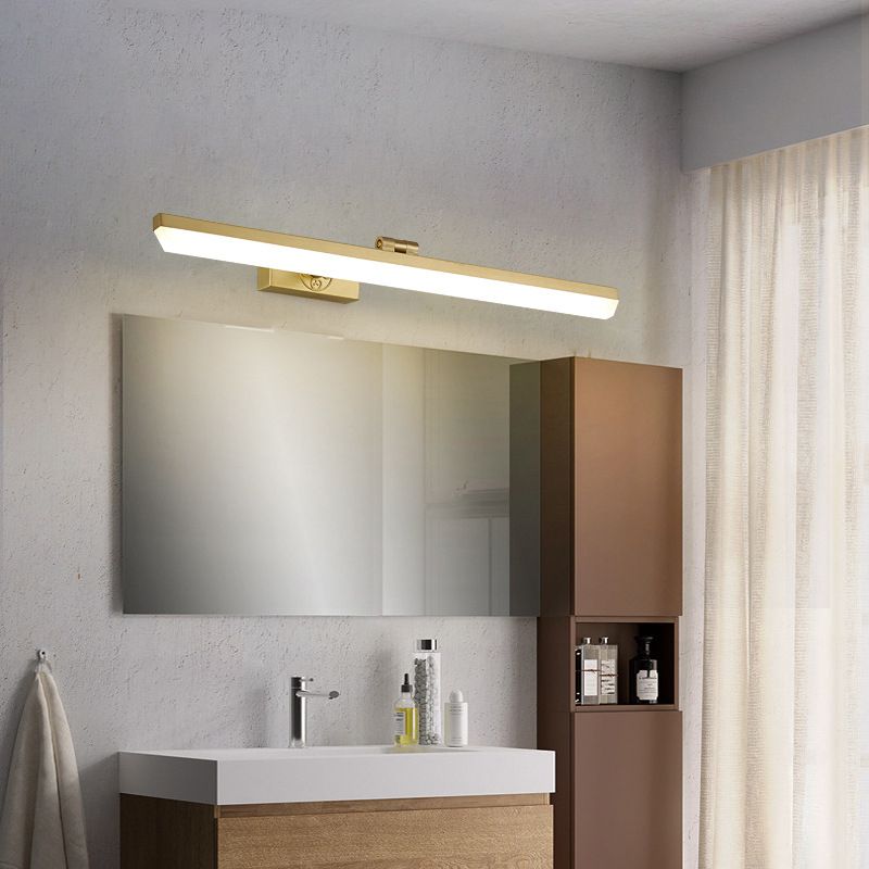 Accesorios de iluminación de tocador lineal modernos Iluminación de pared de cobre con sombra acrílica