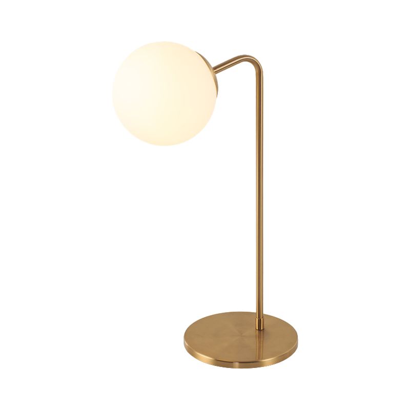 S/C Shaped/Bend Bedside Table Light Metal 1/2-Head Designer Night Lamp in Gold with Ball Cream Glass Shade