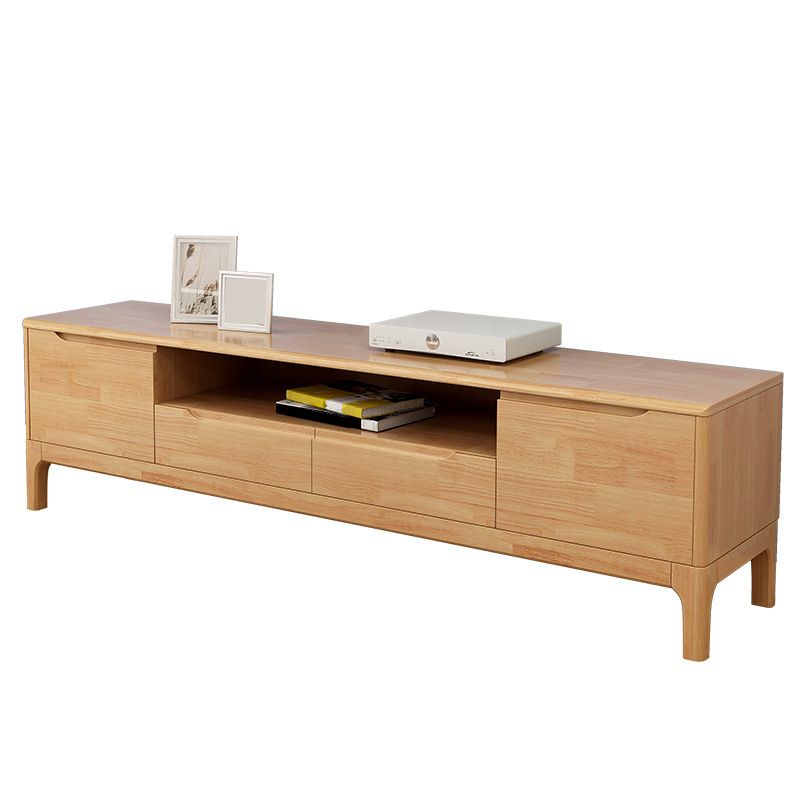 Rubber Wood Media Console Modern 2 Doors TV Console with Splayed Wooden Legs