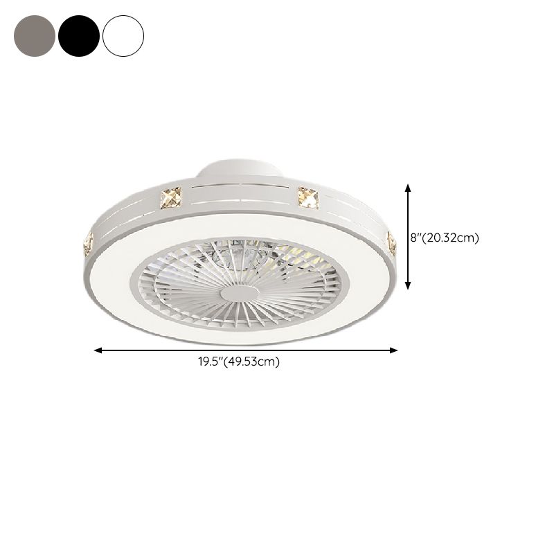 Circular Metal Ceiling Fan Modern 1 Light Ceiling Mount Fans Fixtures for Living Room