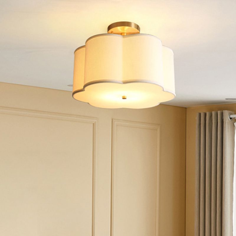 American Style Ceiling Light Geometry Shape Ceiling Lamp with Fabric Shade for Bedroom