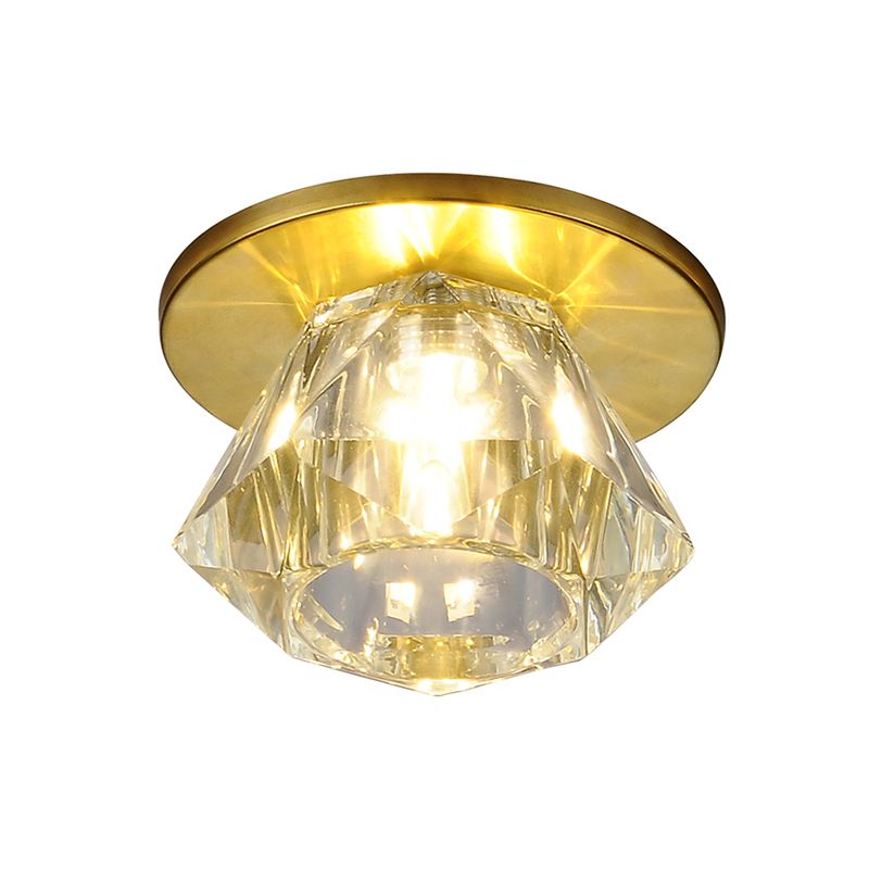 Gemstone Shaped Ceiling Flush Mount Simple Clear Crystal Hallway Flush Light Fixture