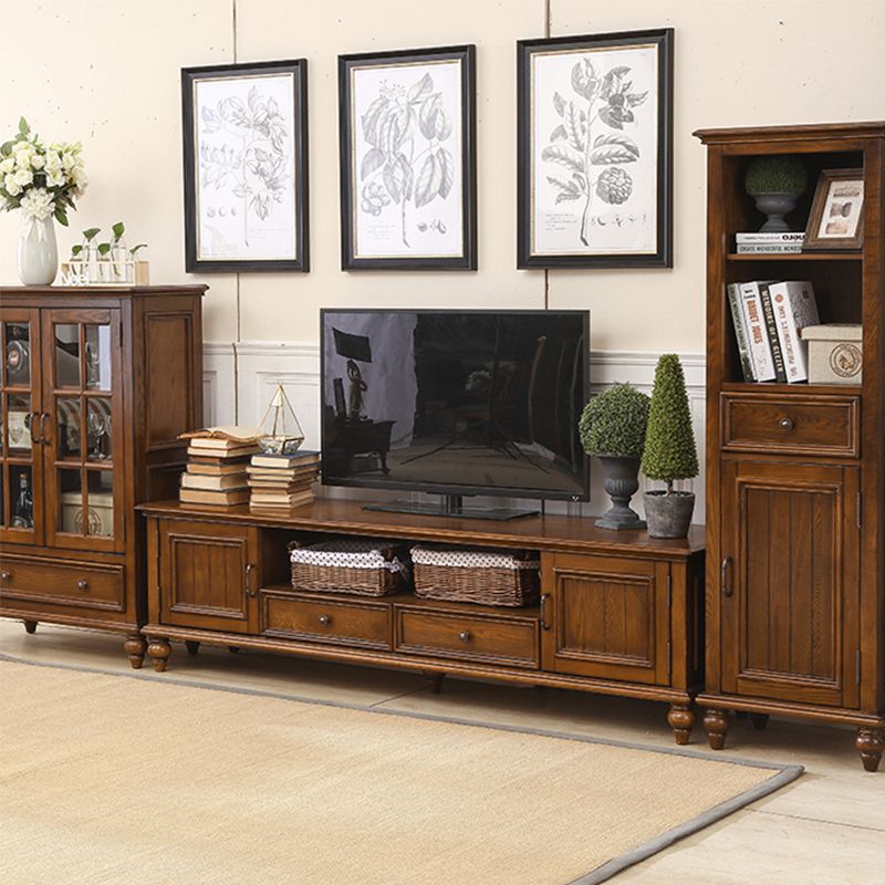 Solid Wood Home TV Stand Traditional TV Cabinet with Splayed Wood Legs