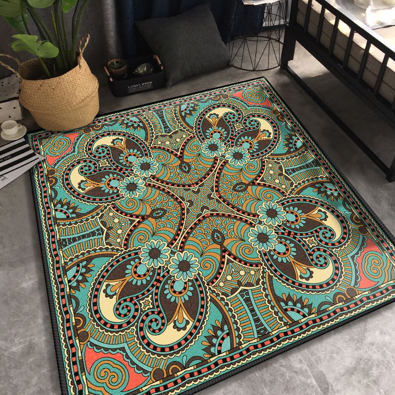 Persian Chamber Area Rug Multicolor Jacquard Printing Carpet Synthetics Anti-Slip Stain Resistant Pet Friendly Rug