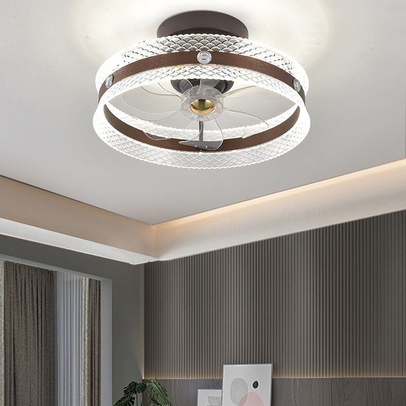 7-Blade LED Ceiling Fan Modern Metallic Black Fan with Light for Home