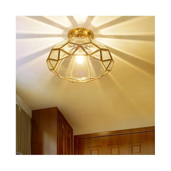 1 Light Traditional Semi Flush Ceiling Light Beveled Translucent Glass Semi Flush Light Fixtures