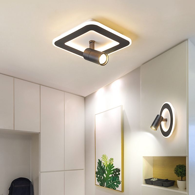 2 Light Metal Flush Mount Ceiling Light Fixture Modern Foyer and Hall Flush Mount Lighting Fixtures