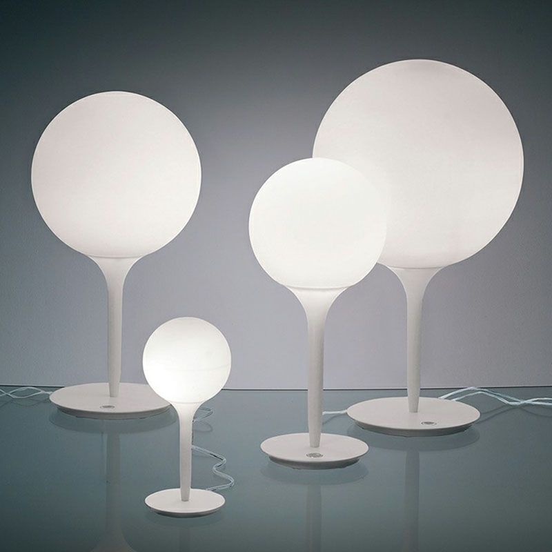 Lampe nocturne en forme de ballon nordique givré en verre blanc simple table d'étude lumière en blanc