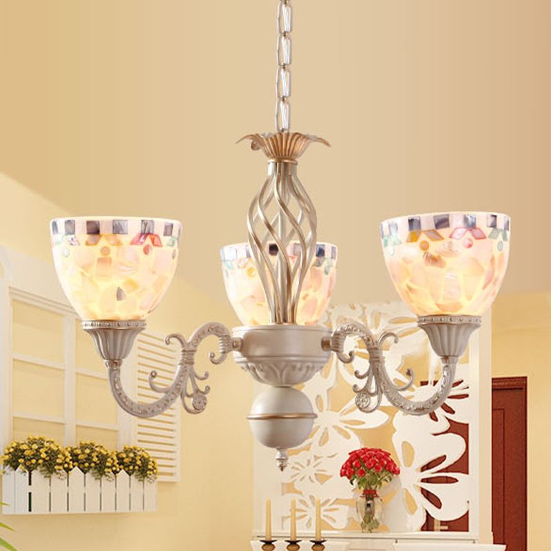 Shell Dome Chandelier Pendant Light Mediterranean 5/9/11 Lights White Plafond Suspension Lampe