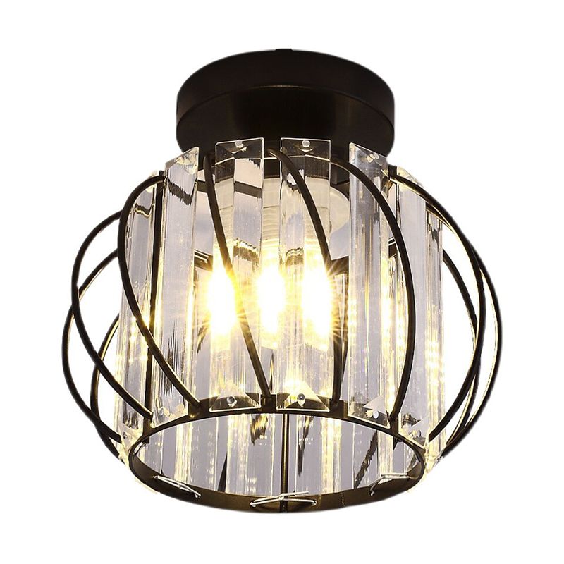 Contemporary Ceiling Lighting Single Light Flush Mount Fixture with Crystal for Corridor