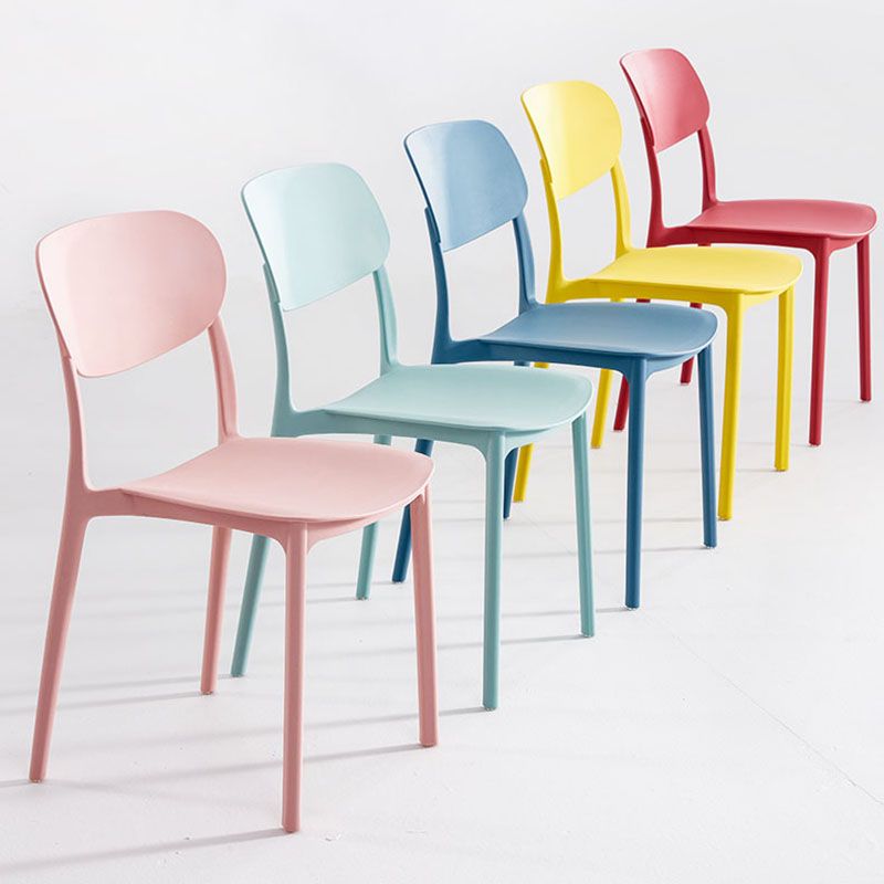 Contemporary Stackable Chair Dining Open Back Armless Chairs with Plastic Legs