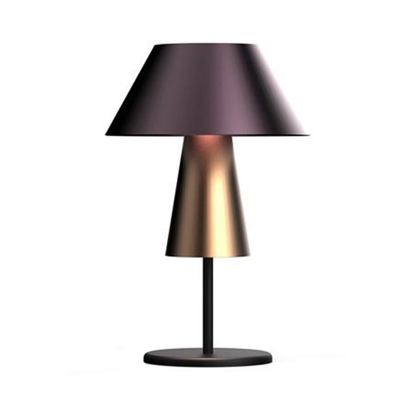 Metallic 2-Tier Cone Night Lighting Simplicity 1 Had Brown Nightstand Lamp for Bedside