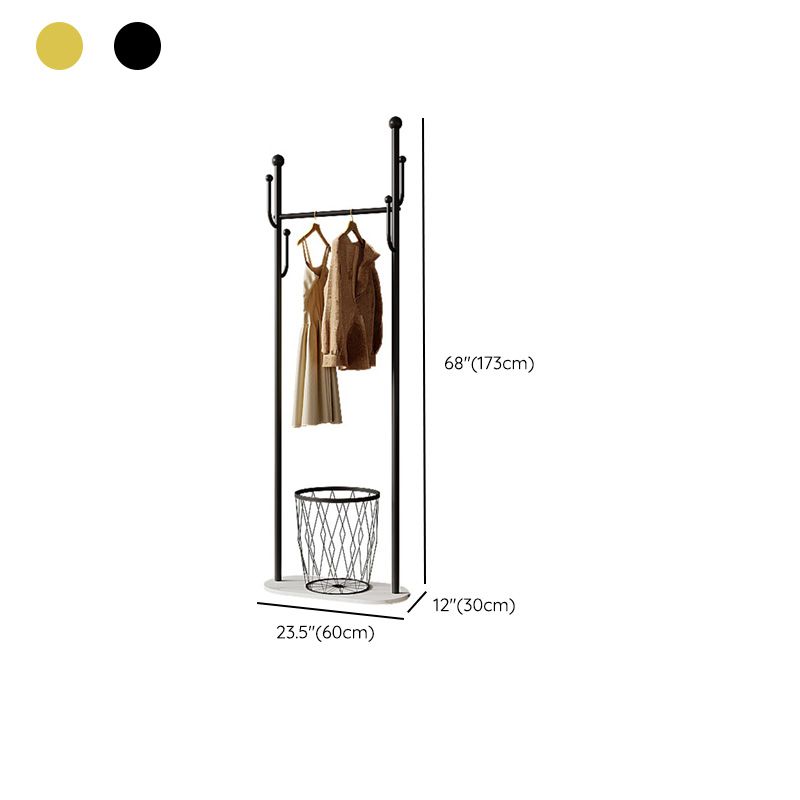 Modern Metal Clothes Hanger Plain Coat Rack with Marble Bottom