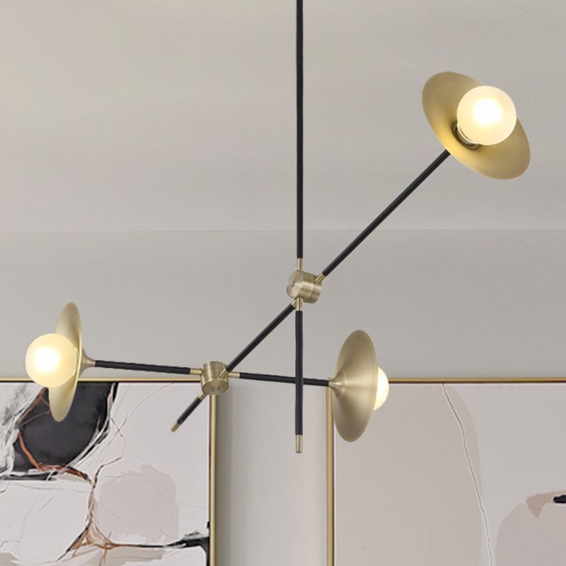 Brass Flared Shade Hanging Chandelier Contemporary 3/6/12 Lights Metal Suspension Lamp