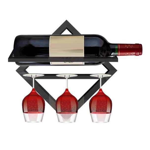 Metal Wall Mounted Wine Rack Contemporary Wine Holder for Living Room