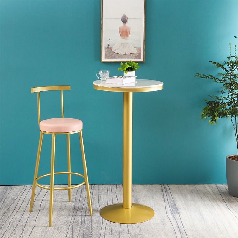 Glam Round Faux Marble Bistro Table Indoor Gold Iron Bar eettafel met enkel voetstuk