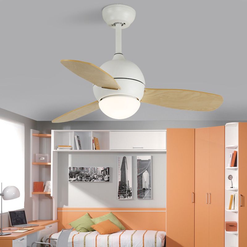 36" Globe Pendant Fan Light Macaron Metal Kids Bedroom LED Semi Flush Light with 3 Blades