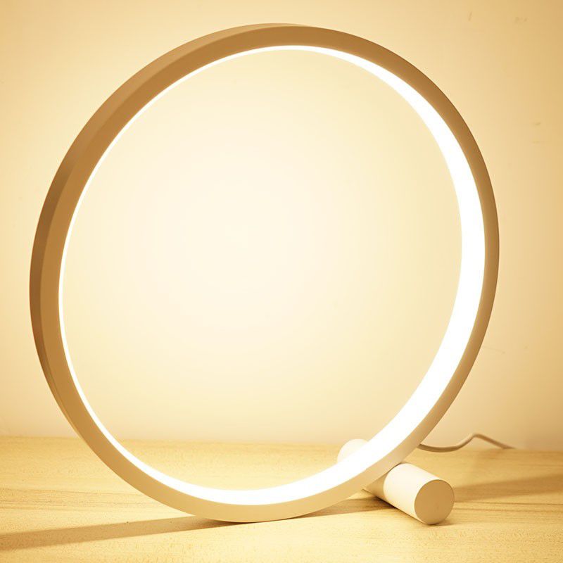 Modern Circle Shape Night Table Lamp Metal 1 Light Nightstand Lamp