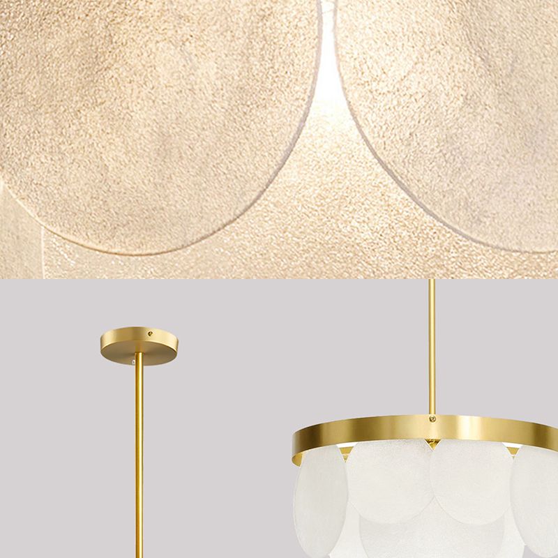 18"/23.5"/31.5" Wide Golden Round Ceiling Pendant Modern 4 Lights Frosted Glass Chandelier