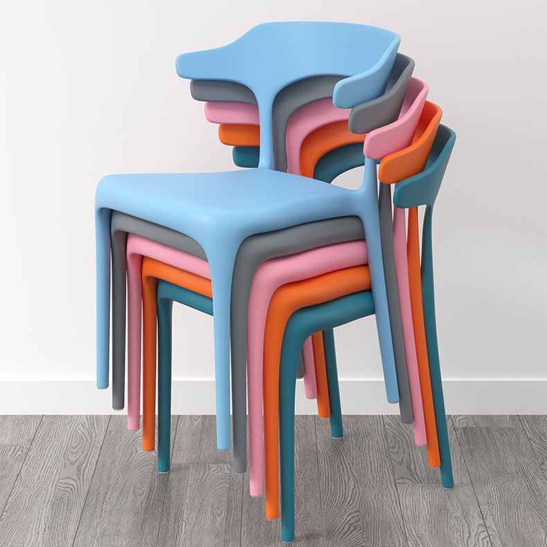 Contemporary Style Stackable Chairs Dining Armless Chairs with Plastic Legs