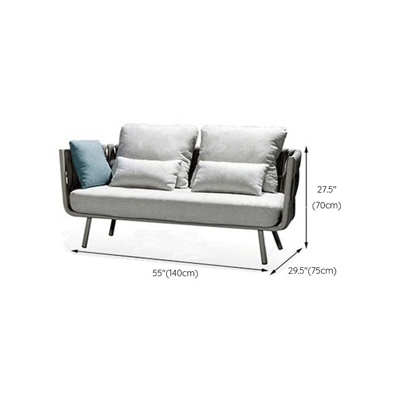 Modern Patio Daybed Metal 1 Piece Outdoor Patio Sofa with Cushions