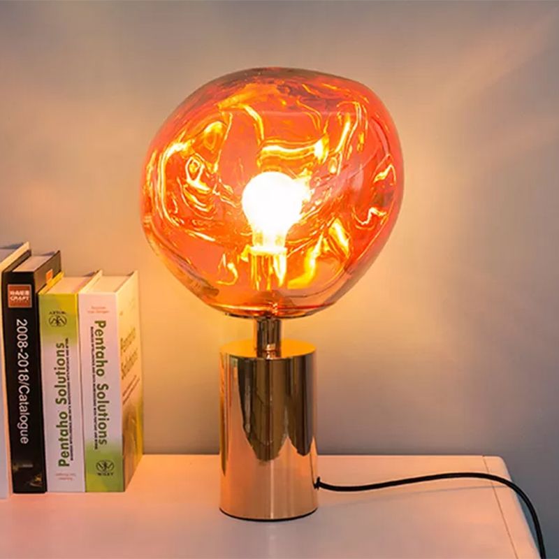 Modernist Style Molten Table Lighting Silver/Gold Hand-Blown Glass 1 Head Living Room Table Lamp