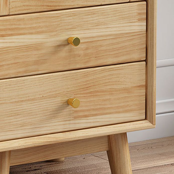 Mid-Century Modern Rubberwood Accent Cabinet with Glass Door