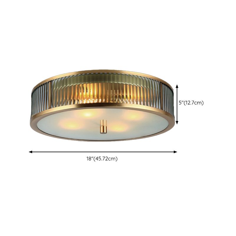 American Style Ceiling Light Round Shape Ceiling Lamp with Glass Shade for Bedroom