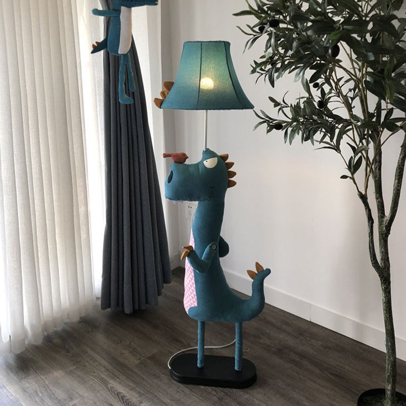 Blau weicher Dinosaurier Stöbe Lampe Cartoon 1 Glühbirne Stoff Stand Up Lampe mit ausgestattetem Schatten