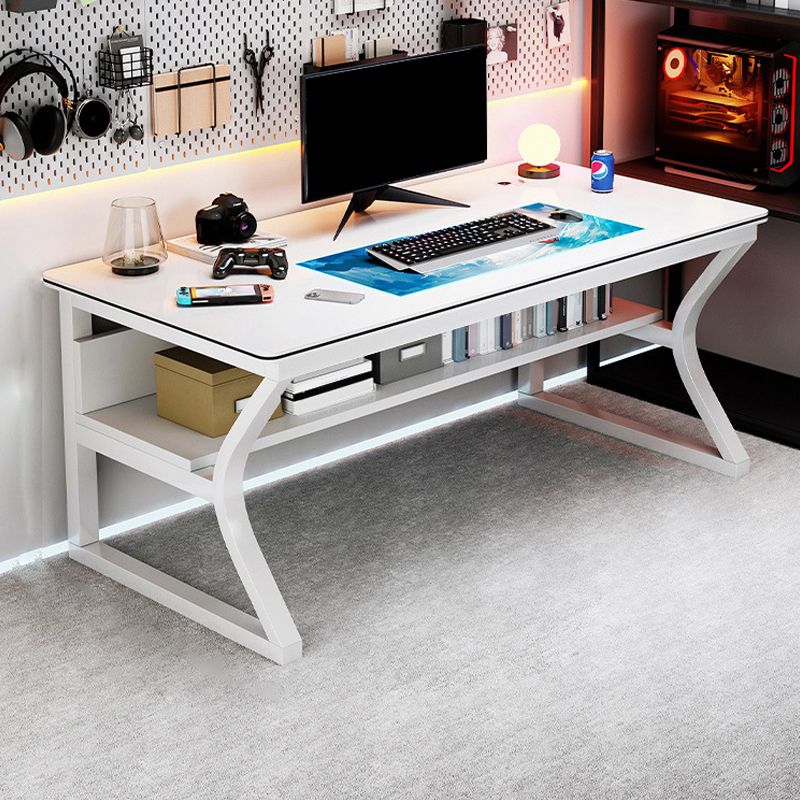 Modern Wood Computer Desk Rectangular Sled Office Desk with Storage