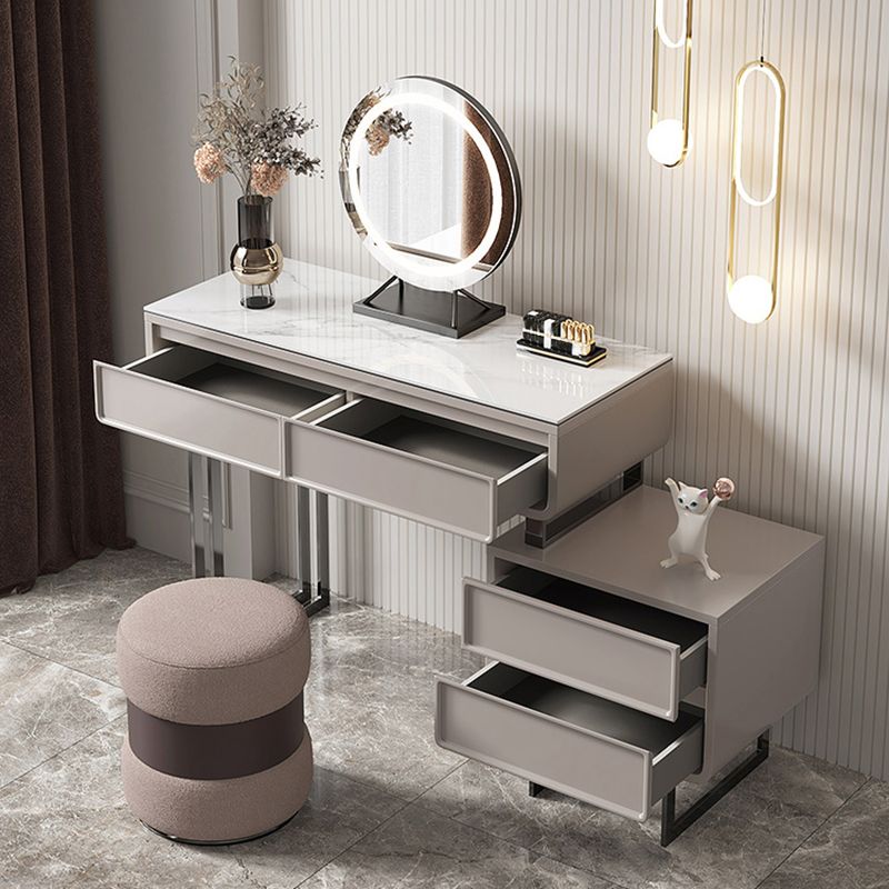 Glam Slate Top Makeup Vanity Desk Grey/White Makeup Vanity Set