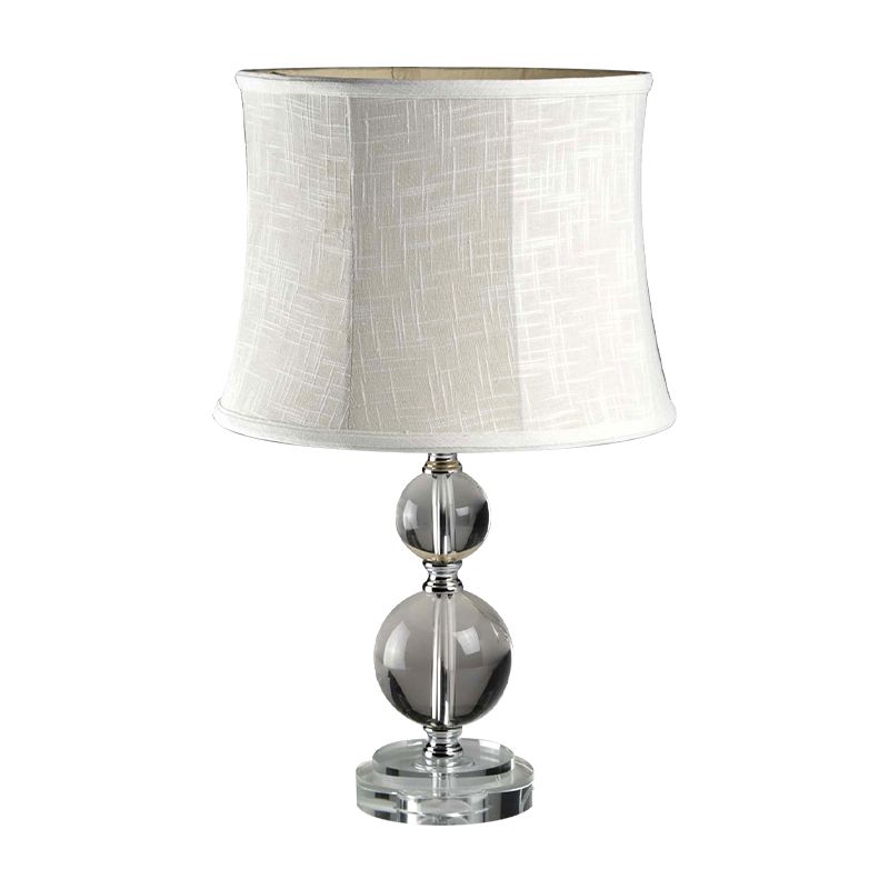 Crystal Ball Table Lighting Simplicity 1 Light Grey Night Lamp with Drum Fabric Shade