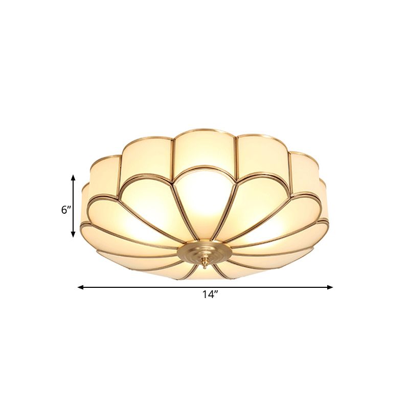 14 "/18" /23.5 " W Messing Scalloped Ceiling Lighting Traditionelles Metall 3/4/6 Köpfe Wohnraum Bündig Montierte Deckenleuchte