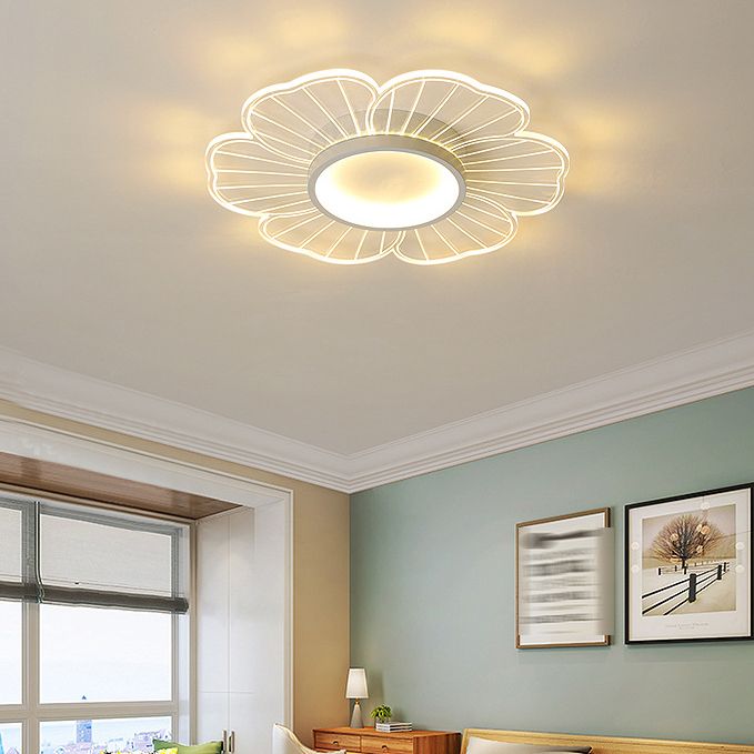 Metal LED Flush Mount Flower Shape in Clear Minimalist Ceiling Flush