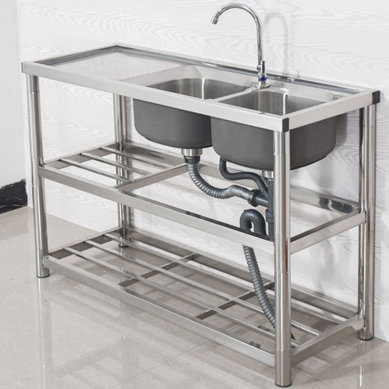 Modern Workstation Ledge Stainless Steel with Accessories and Faucet Workstation