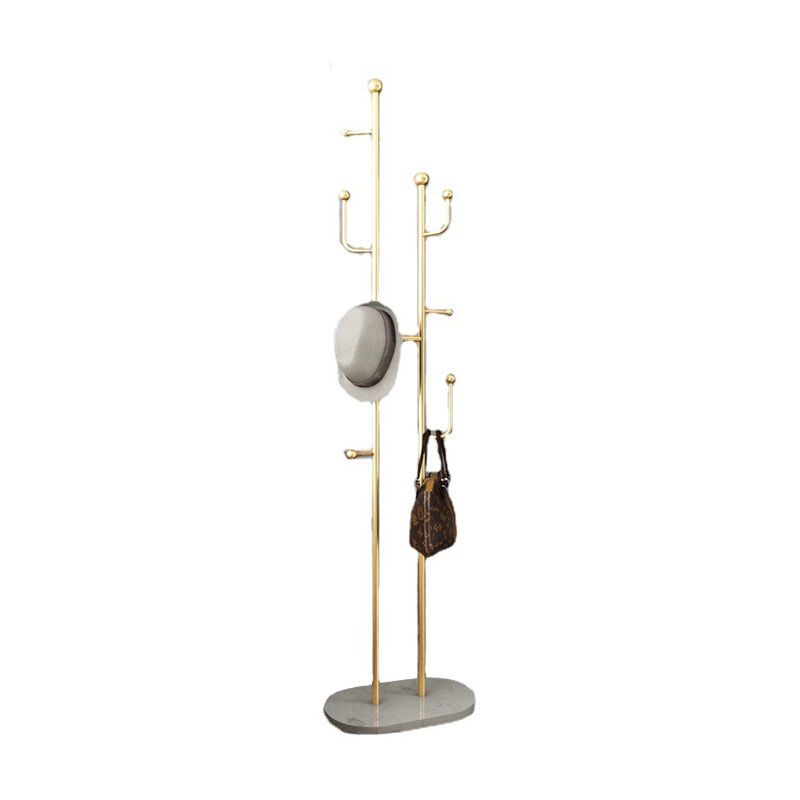 Contemporary Hall Tree Metal Free Standing with Hooks Coat Hanger