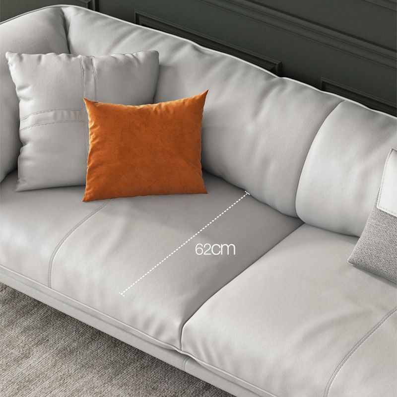 White Sectional Feather Padded Leather Sofa with Pillow Back