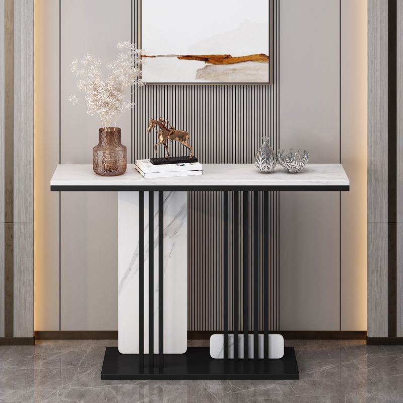 Contemporary Rectangle Console Table with Pedestal Base for Hall