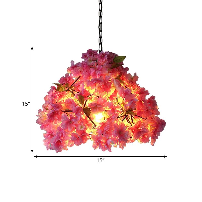 Vintage Blossom Suspension Lamp 1 kop metalen hanglamp in zwart voor restaurant, 15 "/18" /23.5 "breed