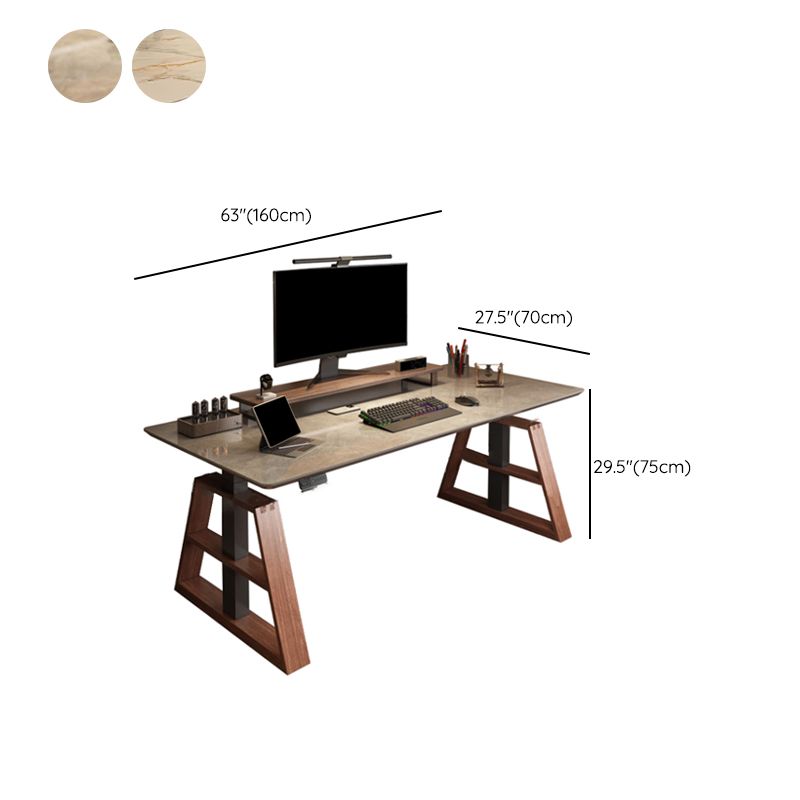 Rectangular Shape Modern Style Computer Desk Stone Task Desk with 2 Legs for Home