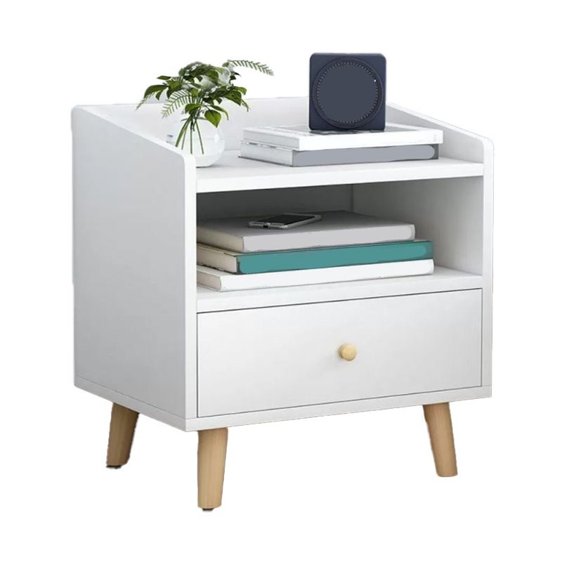 Imitation Wood Nightstand Open Storage Modern Shelf Included Night Table