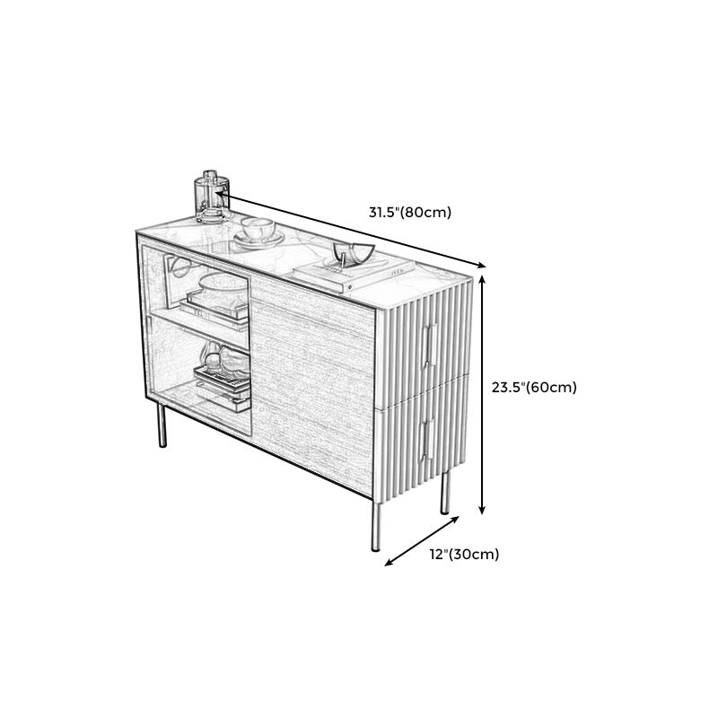 Modern Square 4 Legs Side Table with Storage for Living Room